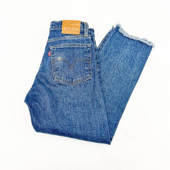 Levi's Wedgie Straight Raw Hem Button-Fly Denim Jeans Size 26 - Picture 9 of 9